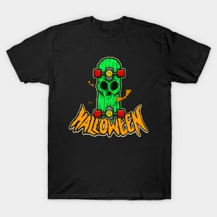Zombie Skull Skateboard and Halloween T-Shirt